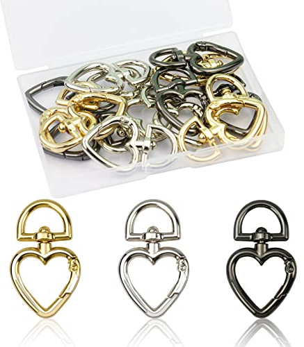 FRUHLING Herz Schlüsselanhänger, 15 Stück, Drehbare Karabinerhaken | Schlüsselring, D Ring Karabiner, Schwenker Hummer Haken, Für Taschen Handtasche, DIY Schmuckherstellung