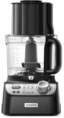 Kenwood MultiPro XL Weigh+ FDM72.990BK – Küchenmaschine (1000 W) mit Waage, Timer, XL-Einfüllschacht - Kneten, Schneiden, Würfeln, Mixen - 1,5L ThermoResist Glasmixer, vielseitigem Zubehör, Schwarz