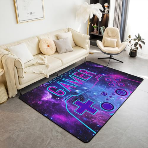 Alfombra para sala de juegos de galaxia, para dormitorio, sala de juegos, tapete suave para sala de estar, dormitorio, tapete de franela antideslizante, controlador de videojuegos, decoración de alfo