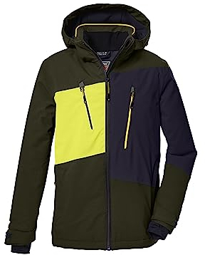 killtec Jungen Skijacke/Funktionsjacke mit abnehmbarer Kapuze und Schneefang, wasserdicht KSW 174 BYS SKI JCKT, dunkeloliv, 140, 39896-000