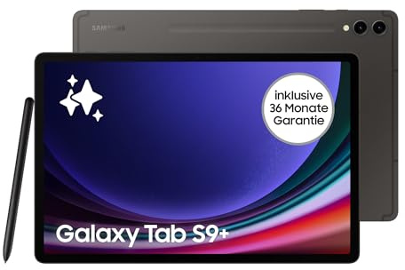 Samsung Galaxy Tab S9+ AI-Android-Tablet, 5G, 512 GB / 12 GB RAM, MicroSD-Kartenslot, Inkl. S Pen, Simlockfrei ohne Vertrag, Graphit, Inkl. 36 Monate Herstellergarantie [Exklusiv bei Amazon]