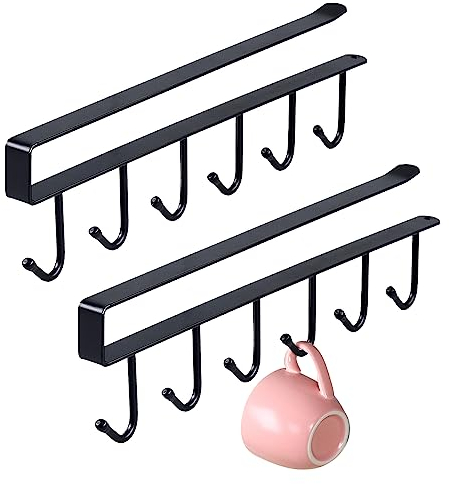 UOSIWYA Küchenutensilien Krawatten Gürtel Tassenhalter 2pcs Schrankeinsatz Weingläser Hakenhalter Kein Bohren Aufbewahrungshaken für Unterschrank Tassen