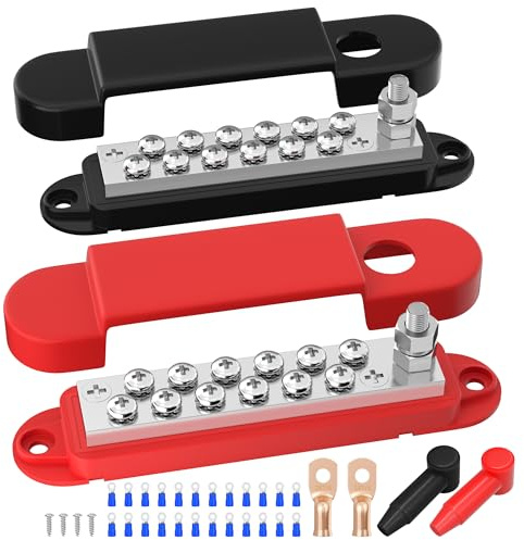 RVBOATPAT Marine Sammelschiene 150 A 12 Volt Stromverteilerblock Klemmblock Phasenschiene Sammelschiene mit Abdeckungen