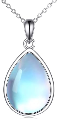 POPLYKE Larimar/Mondstein/Labradorit/Opal/Onyx/Lapis Lazuli/Türkis/Malachit Halskette für Frauen Sterling Silber Teardrop Schmuck Natürliche Anhänger Geschenke