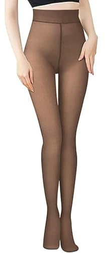 Lnmyic Fleece Lined Tights Leggings Women That Look Sheer Thermal Leggings Winter Tights for Women (UK, Alpha, L, XL, Regular, Regular, Coffee Transparent,80g, Applicable to 15~25 ℃)