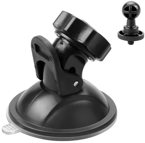 GLADFRESIT Support de fixation pour caméra embarquée de voiture, enregistreur vidéo de véhicule, support à ventouse avec vue à 360 degrés pour la conduite de caméra DVR caméscope GPS