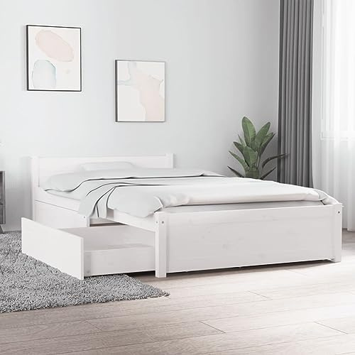 ZQQLVOO Bettgestell Familienbett Palettenbett Bett mit Schubladen Weiß 90x200 cm