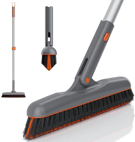 eazer Fugenbürste mit langem Griff – Upgrade, 180 ° drehbares Fliesenfugenreinigungswerkzeug, V-förmiger Duschschrubber mit steifen Borsten für die Reinigung von Badezimmerwänden, Sockelleisten,