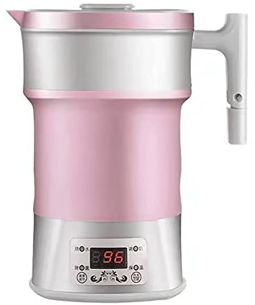 Bollitore Elettrico Pieghevole 110 V‑220 V, Bollitore Elettrico da Viaggio in Silicone da 800 W Bollitore Elettrico Pieghevole con Controllo Termostatico Per Caffè, Tè, Spina Europea(Rosa)
