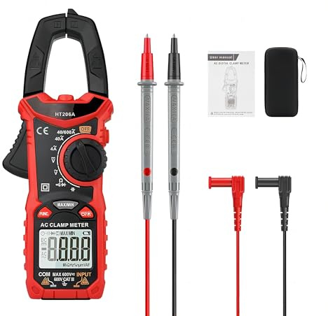 ThreeH Pinza Amperimétrica Digital AC/DC Corriente AC Voltaje Condensador Diodo Medida True RMS Auto Rango 4000 Contadores Multímetro Conmutación Automática de la Luz de Fondo en Color Dual