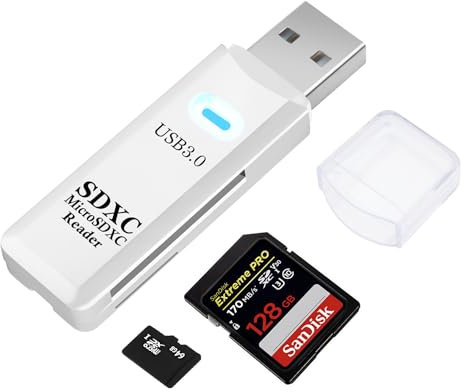 AIYEEN Lettore di schede SD/TF USB 3.0, adattatore per schede di memoria OTG a doppio slot ad alta velocità USB 3.0 da 5 Gbps per schede di memoria TF/Micro SD/SD/SDXC/Micro SDXC/Micro SDHC (Bianco)