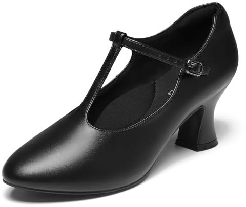 YESSA Black T-Strap Character Shoes for Women Dance Shoes 1920s Flapper Shoes for Ballroom Latin Salsa Folklorico Flamenco Tango Swing 8