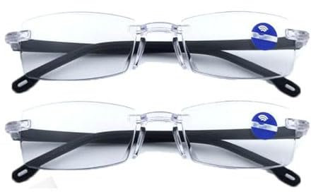 Lunettes de presbytie anti-lumière bleue à changement de couleur, lunettes de lecture à zoom automatique, lunettes à réglage automatique à mise au point claire anti-fatigue oculaire (2 pièces)