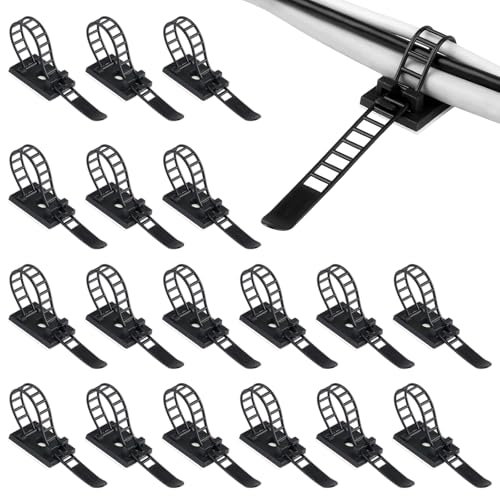 Verstellbare Selbstklebende Kabelclips, 50 Stück Kabelbinder Kabelklemme, Kabelhalter Kabelmanagement für Zuhause Büro Kabel, Computerkabel, TV-Kabel Kabelbefestigung (Schwarz)