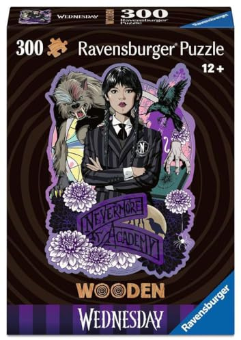Ravensburger - Puzzle en Bois - Mercredi - 300 pièces Robustes et Naturelles Dont 25 Figurines en Bois (Whimsies) - Qualité Premium - pour Enfants et Adultes à partir de 10 Ans - 12001538