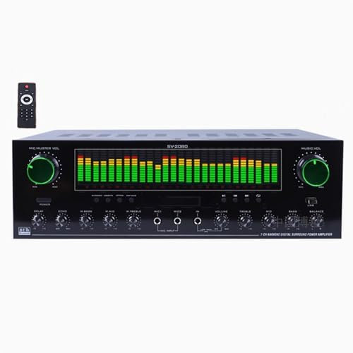 MiBoce Amplificatore Stereo Bluetooth a 7 Canali, Amplificatore Digitale Audio Professionale Ad Alta Potenza, con 12 Spettro Dinamico, Coassiale in Fibra, per Altoparlanti per Home Theater