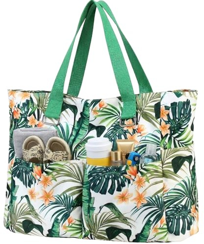 Myhozee Strandtasche XXL Familie groß Badetasche Damen mit Reißverschluss Wasserdicht Sanddicht Beach Bag Sommertasche Schwimmtasche Shopper Saunatasche Reisetasche Tote Bag für Strand Schwimmbäder