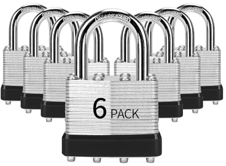 HZSY Lucchetti con chiave simile, confezione da 6, in acciaio laminato (40 mm), lucchetti con stessa chiave, anello normale, per cassetta degli attrezzi, armadietti e unità di archiviazione o altro