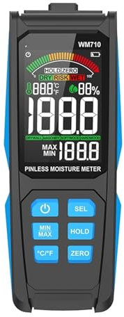 Humidimètre numérique for bois Hygromètre inductif non destructif Affichage analogique double Température ambiante Humidité Détecteur d'humidité du bois Excellente capacité