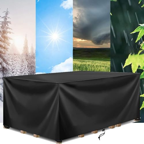Housse Protection Salon De Jardin 180x100x74cm/LxWxH Housse Table De Jardin,Coupe-Vent, Anti-UV, Indéchirable, Noir Bache De Protection, Tissu Polyester 420d