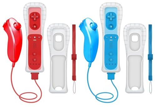 CLVIZCXOM 2 Sets Remote Fit for Wii/Wii U with MotionPlus (Red & Blue)
