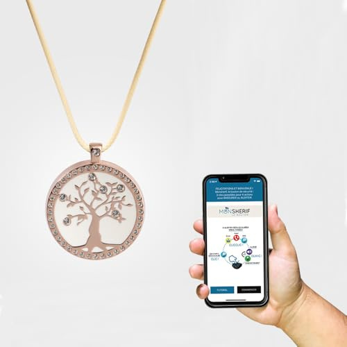 Bouton d'alerte MONSHERIF + Pendentif Arbre de Vie doré rosé : L’élégance et la Technologie réunies dans Un Bijou connecté Discret