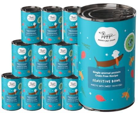 Cibo Umido per Cani Monoproteico con Proteina di Insetto e Patate Dolci | Umido Cane Ipoallergenico Grain Free | Scatolette per Cani 100% Naturali | 12 x 400 g | Hygge Dog