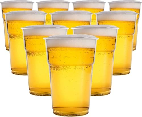 AVLASH® Pack of 50 Clear Plastic Half Pint Glasses – 330ml Disposable Drinking Cups – Recyclable Plastic Tumblers for Parties, Events, BBQs, Catering, Weddings, Outdoor & Everyday Use