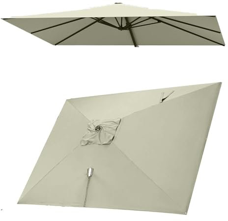 Parasol déporté rectangulaire 8 baleines 3 x 4 m, housse de rechange for parasol de terrasse, parasol déporté, toile pare-soleil for piscine, jardin, arrière-cour(Taupe,Double top 3x4m(10' x 13'))