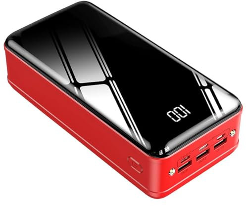 Caricabatterie portatile Power Bank, 3 uscite e 3 ingressi, caricabatterie di grande capacità da 50000 Mah, batteria esterna a ricarica rapida da 1 A, telefoni e tablet, rosso