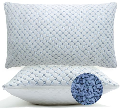 Yagamo Cooling Memory Foam Pillows Queen Size Set of 2, Neck Support