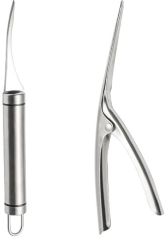 HOMOBABE Utensili per Gamberi in Acciaio Resistente Linea Gamberi e Apri Ventre Pesce Facile da Usare per Cucina Domestica e Professionale