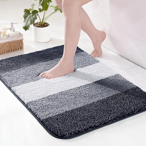 Exclusivo Mezcla Tapis de Bain en Microfibre - Antidérapant, Absorbant et Extra Doux, Séchage Rapide et Lavable en Machine, pour Salle de Bain, Douche et Déco, 40 x 60 cm, Bleu Marine