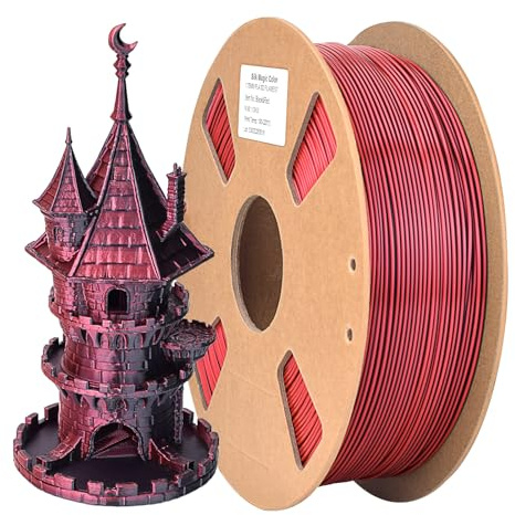 ATOMUS Dual Color PLA Filament 1,75 mm, Shiny Silk 3D Printer Filament Bundle, 1 kg Spule (2,2 lbs) Farbwechsel PLA Filament für die meisten FDM 3D-Drucker Schwarz Rot