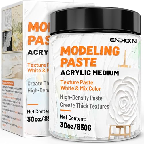 Endhokn Thick Modeling Paste 30oz / 600ml - Professional High Density Art Texture Paste for Acrylic Painting, for Texture and Thickness, Color Adjustment Acrylic Gel Medium White 850g