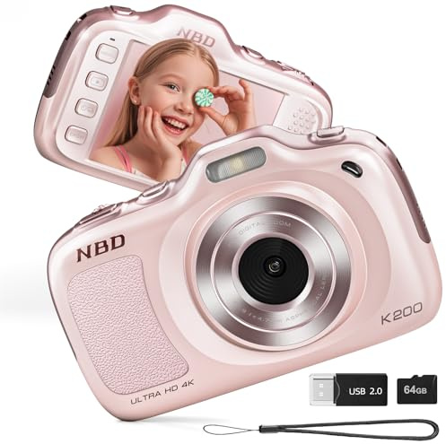 NBD Appareils photo numériques 64 MP pour photographie, appareil photo point et prise de vue 4K, zoom 16x, caméra de voyage compacte, caméra de mise au point automatique, pour débutants, adolescents