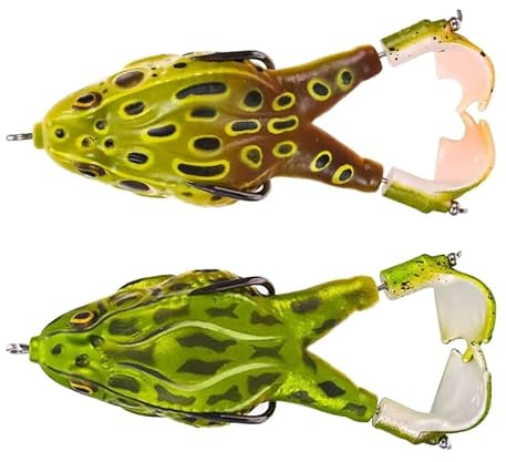 2 Stück Doppelpropeller Frösche, Angelköder Gummifische 9cm, Angelköder Set, Silikon Realistische Frosch Angelköder