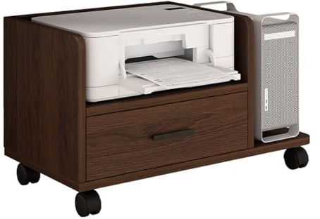 Carro de impresora móvil con ruedas, archivador de madera maciza para almacenamiento de oficina en casa, solución compacta debajo del escritorio, fácil montaje, elegante nización y ahorro de espacio