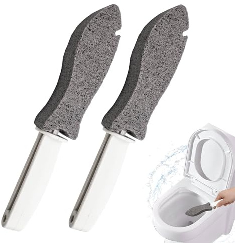 2 Pack Pumice Stone for Toilet Cleaning, Toilet Pumice Stone with Handle | Hard Water Stain Remover, Toilet Limescale Remover, Pumice Sticks for Bath Sink Grill Pool