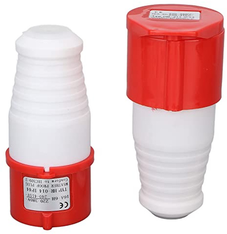 Cryfokt Presa Industriale, Connettore CEE Rosso Bianco IP44 Maschio Femmina 4Pin con Terminali a Vite e Fibbia Anticaduta, per Roulotte Campeggi Centrali Elettriche 220V 380V