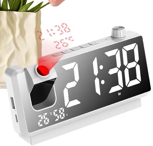 Sveglia - Sveglia Con Proiezione Intelligente Con Display LED HD | Proiettore Temporale Digitale Ruotabile A 180 Gradi | Comodino Moderno Per La Camera Da , Casa, Viaggio, Ufficio, Decorazione