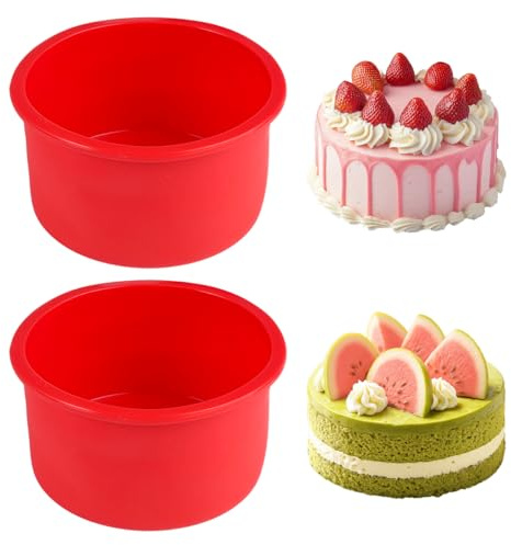 2 Pezzi Stampo Torta Silicone, 10cm Stampi in Silicone per Dolci Stampo | Silicone Torta Antiaderenti E Rilascio Rapido Tortiera Silicone per Torta a Strati, Torta Al Formaggio, Torta Arcobaleno