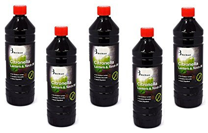 Bird Brand Insect Repelling Citronella Lamp Lantern and Torch Oil 1 Litre, Pack of 5