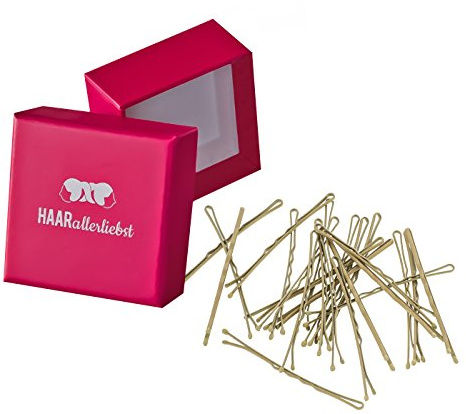 24 More Grip Bobby Pins Pinces à Cheveux Extra Long Beige pour Cheveux blonds 6 cm Ultra Maintien par des Vernie en Rose Boîte de Cheveux de Tous Les Aimez
