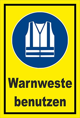 Melis-Folienwerkstatt Schild - Gebots-Zeichen - Warn-Weste benutzen - entspr. DIN ISO 7010 / ASR A1.3 – 60x40cm | stabile 3mm Starke Aluminiumverbundplatte – S00361-030-C +++ in 20 Varianten