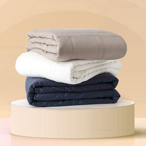 Baloo Weighted Blanket for Adults 6.8kg Throw (Pebble White, 150x200 CM) | Cool & 100% Cotton | Machine Washable & Dryer Safe | Glass Microbead Fill