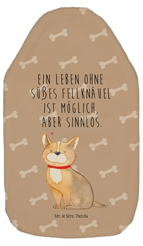 Mr. & Mrs. Panda Wärmflasche Hund Glück - Geschenk, Corgie, Kleine Wärmflasche, Tierliebhaber, Hundeliebe, Herz, Sprüche, Körnerkissen, Wärmflasche