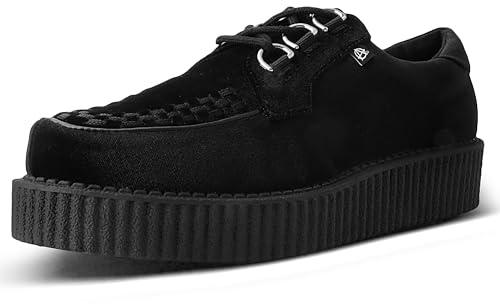 T.U.K Shoes Black Velvet Anarchic Creeper Sneaker for Women and Men | 3 Dring Lace Up Shoes and Interlace | Classic Round Toe and Sole | US Men 10 / Women 12
