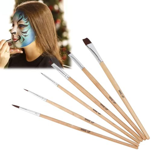 Juego de 6 Pinceles Para Arte, Maquillaje y Pintura Corporal - Óleo, Acuarela, Halloween - Para Principiantes, Aficionados y Expertos