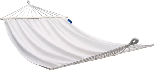 Potenza Hängematte Baumwolle Stabhängematte XXL 220 x 160 für 2 Personen, Belastbarkeit bis 200 kg Doppelhängematte (Ecru)